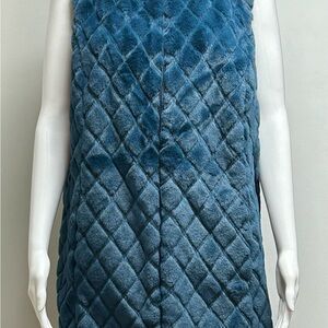 Dennis by Dennis Basso Blue Quilted Sleeveless Vest Size M